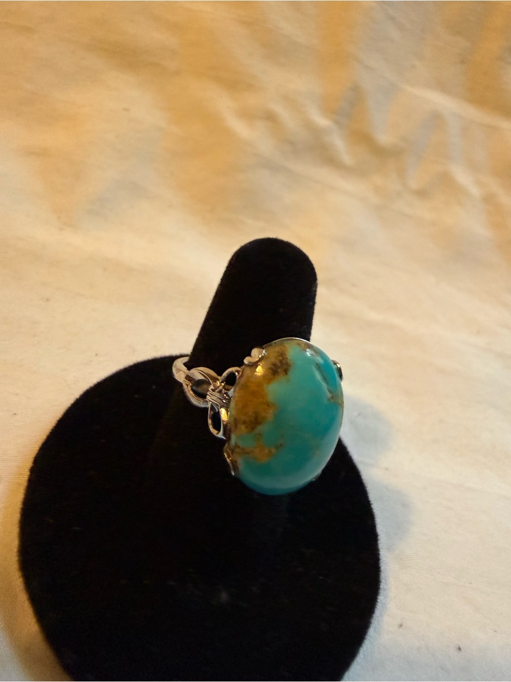 Sterling Silver Turquoise Statement Ring - Teal Green Stone - Picture 7 of 10